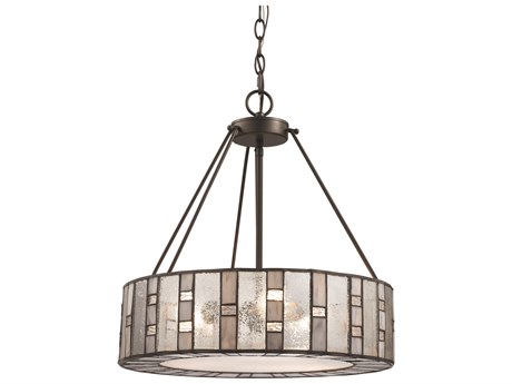 Elk Home Ethan 3-Light Tiffany Bronze Drum Chandelier