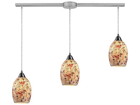Elk Home Avalon 3-Light Satin Nickel Glass Island Pendant