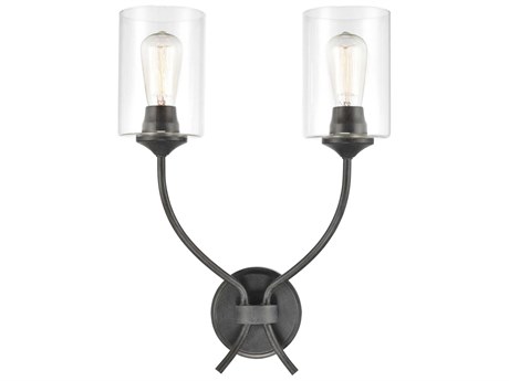 Elk Home Daisy 2-Light Midnight Bronze Glass Wall Sconce