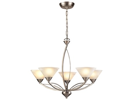 Elk Home Elysburg 5-Light Satin Nickel Glass Chandelier