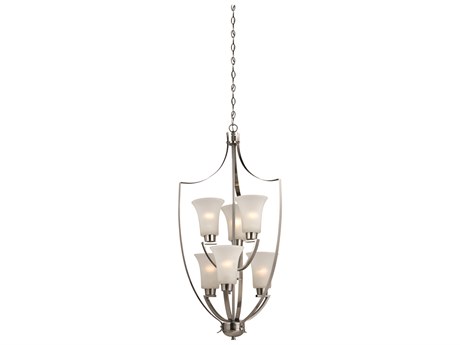Elk Home 6-Light Brushed Nickel Glass Bell Tiered Chandelier