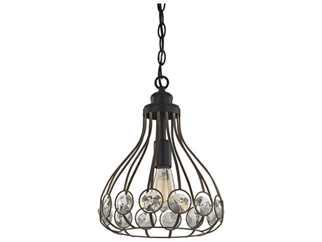 Elk Home Crystal Web 1-Light Gold Matte Black Mini Pendant