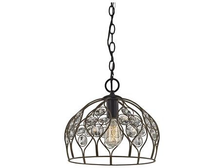 Elk Home Crystal Web 1-Light Gold Matte Black Bronze Mini Pendant