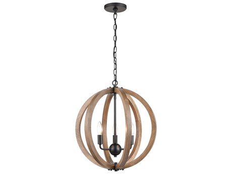 Elk Home Barrow 3-Light Birchwood Matte Black Candelabra Chandelier