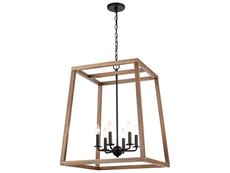 Elk Home Barrow 6-Light Birchwood Matte Black Candelabra Chandelier
