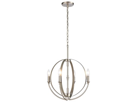 Elk Home 4-Light Beechwood Satin Nickel Gray Candelabra Chandelier