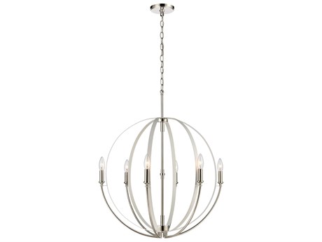 Elk Home 6-Light Matte White Polished Nickel Candelabra Chandelier