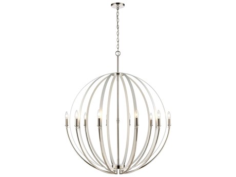 Elk Home 10-Light Matte White Polished Nickel Candelabra Chandelier