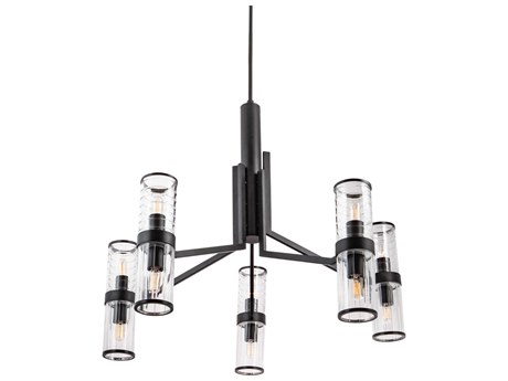 Elk Home Stripe 10-Light Matte Black Cylinder Chandelier