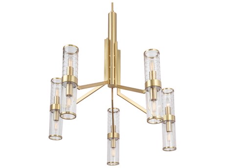 Elk Home Stripe 10-Light Satin Brass Cylinder Chandelier