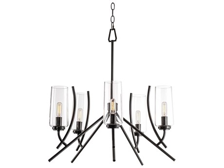Elk Home Tulip 5-Light Acid Dipped Black Cylinder Chandelier