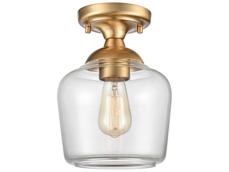 Elk Home 1-Light Satin Brass Glass Semi Flush Mount