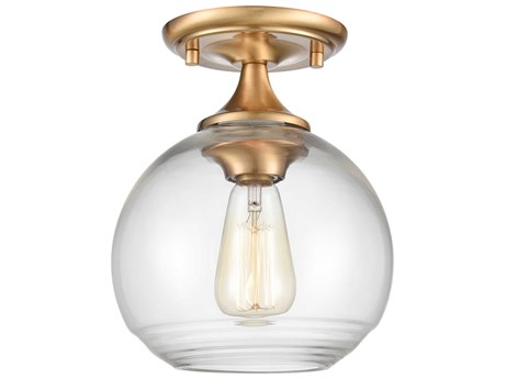Elk Home 1-Light Satin Brass Glass Semi Flush Mount