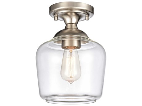 Elk Home 1-Light Satin Nickel Glass Semi Flush Mount