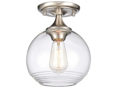 Elk Home 1-Light Satin Nickel Glass Semi Flush Mount