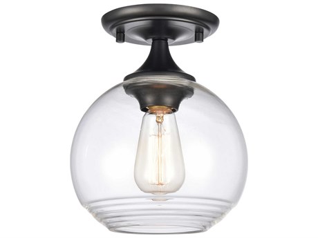 Elk Home 1-Light Matte Black Glass Semi Flush Mount