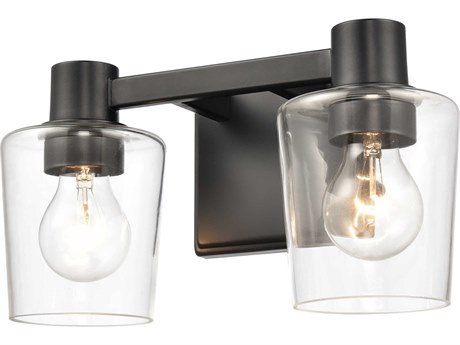 Elk Home 2-Light Matte Black Glass Vanity Light