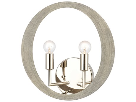 Elk Home Retro Rings 2-Light Sandy Beechwood Polished Nickel Wall Sconce