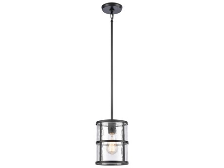 Elk Home Solace 1-Light Matte Black Glass Cylinder Mini Pendant