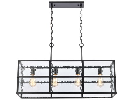 Elk Home Solace 4-Light Matte Black Glass Linear Island Pendant