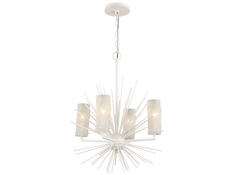 Elk Home 4-Light White Coral Glass Candelabra Cylinder Sputnik Chandelier