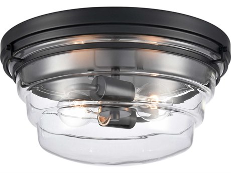 Elk Home 2-Light Matte Black Glass Flush Mount