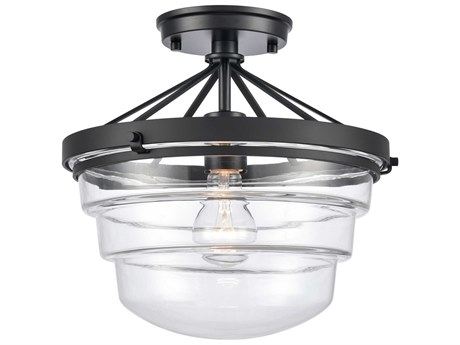 Elk Home 1-Light Matte Black Glass Semi Flush Mount
