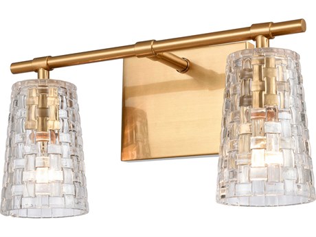 Elk Home Lightweave 2-Light Satin Brass Crystal Glass Vanity Light