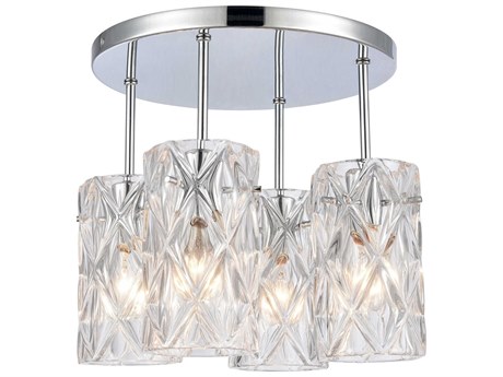 Elk Home Forma De Crystal 4-Light Polished Chrome Glass Cylinder Semi Flush Mount