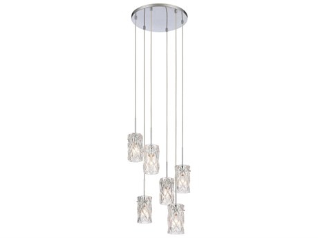 Elk Home Forma De Crystal 6-Light Polished Chrome Glass Cylinder Pendant
