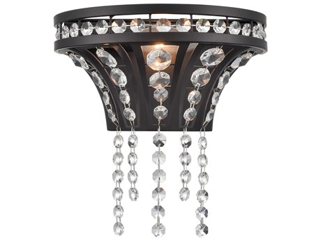 Elk Home Fantania 1-Light Matte Black Crystal Glass Wall Sconce