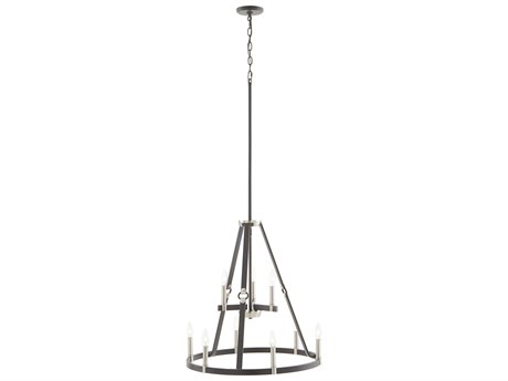 Elk Home Armstrong Grove 9-Light Espresso Satin Nickel Black Glass Candelabra Tiered Chandelier