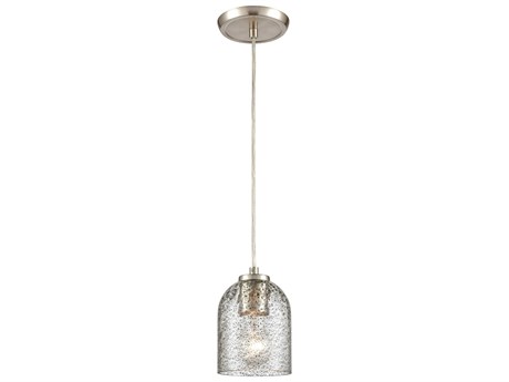 Elk Home 1-Light Satin Nickel Glass Bell Mini Pendant