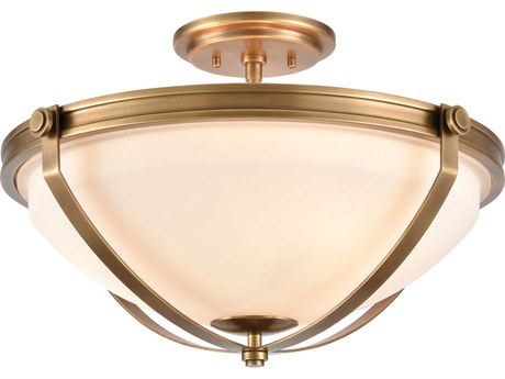 Elk Home Connelly 3-Light Natural Brass Glass Bowl Semi Flush Mount