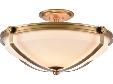 Elk Home Connelly 4-Light Natural Brass Glass Bowl Semi Flush Mount