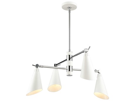 Elk Home Luca 4-Light Polished Chrome White Tiered Chandelier
