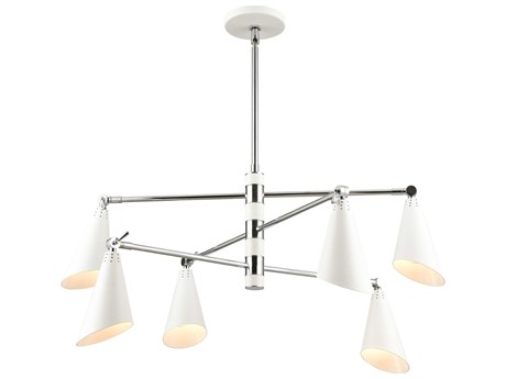 Elk Home Luca 6-Light Polished Chrome White Tiered Chandelier