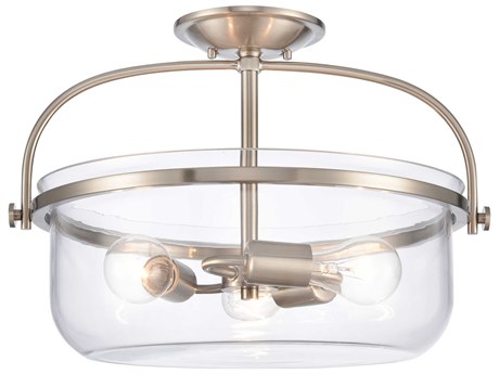 Elk Home Wentworth 3-Light Brushed Nickel Glass Semi Flush Mount