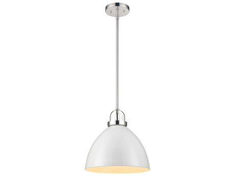 Elk Home 1-Light Gloss White Polished Nickel Dome Mini Pendant