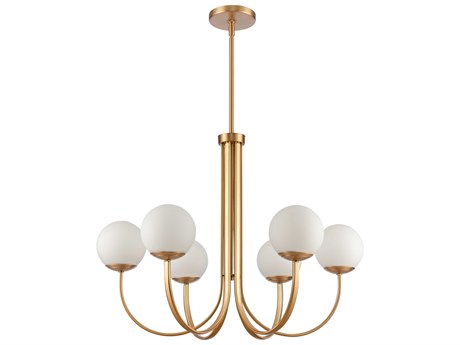 Elk Home Caroline 6-Light Brushed Gold Glass Candelabra Globe Chandelier