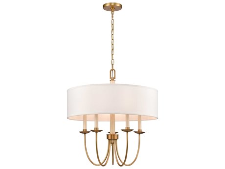 Elk Home Neville 5-Light Natural Brass Bleached White Wood Candelabra Chandelier