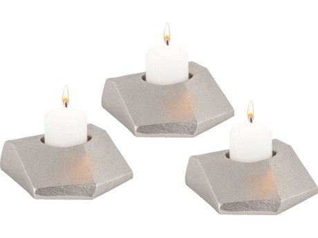 Elk Home Nickel Trope Tea Light Holders Set of 3