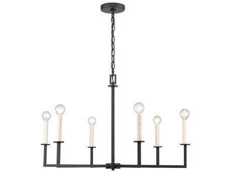 Elk Home Dunne 6-Light Matte Black Antique White Candelabra Chandelier