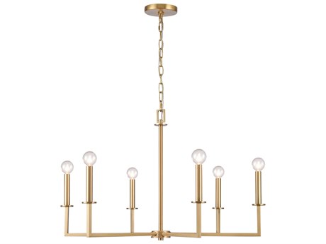 Elk Home Dunne 6-Light Lacquered Brass Candelabra Chandelier