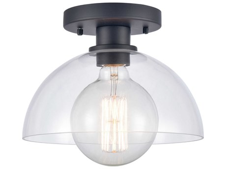 Elk Home Julian 1-Light Matte Black Glass Dome Semi Flush Mount
