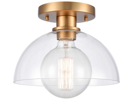 Elk Home Julian 1-Light Brushed Gold Glass Dome Semi Flush Mount