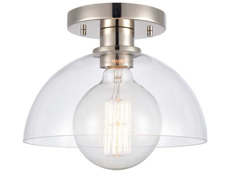 Elk Home Julian 1-Light Polished Nickel Glass Dome Semi Flush Mount
