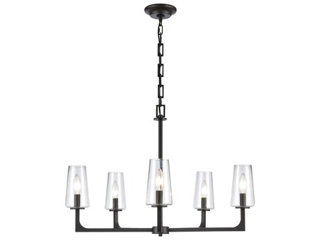 Elk Home Fitzroy 5-Light Matte Black Glass Candelabra Chandelier
