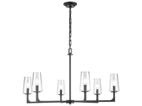 Elk Home Fitzroy 6-Light Matte Black Glass Candelabra Chandelier