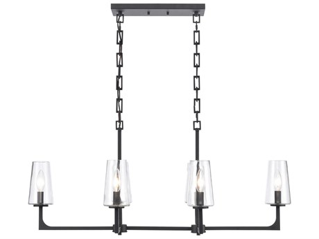 Elk Home Fitzroy 6-Light Matte Black Glass Linear Island Pendant